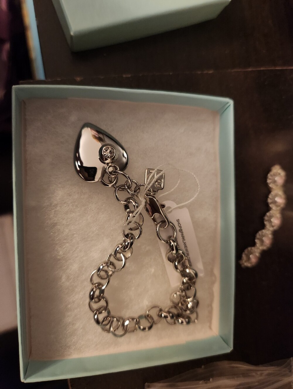 Parklane Cherish Silver Heart Charm Link Bracelet - Women Jewelry